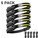 lampe frontale rechargeable led noir jaune ceinture ajustable mode sensoriel ipx4 waterproof