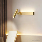 lampe murale moderne or bras articulé barre lumineuse horizontale led chambre coucher salle manger