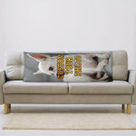 coussin personnalisable photo chien blanc gris moderne 100 polyester zip invisible 50x137cm
