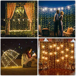 rideau lumineux solaire led imperméable modes décoratif festif ambre blanc vert rouge bleu transparentextérieurintérieur