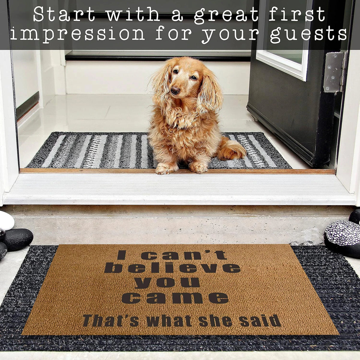 tapis d'entrée marron clair beige texture coco moderne rustique antidérapant extérieur intérieur 60x40cm