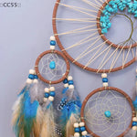 attrape rêves ethnique attrape rêves boho chic plumes bois marron bleu blanc beige