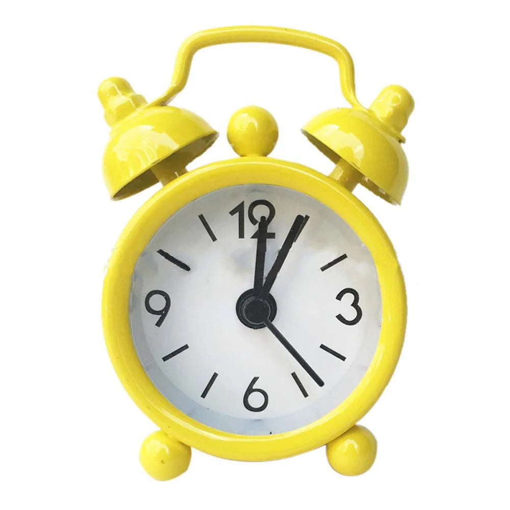 réveil horloge circulaire classique mécanique aiguilles rouge bleu rose Jaune métal durable chambre
