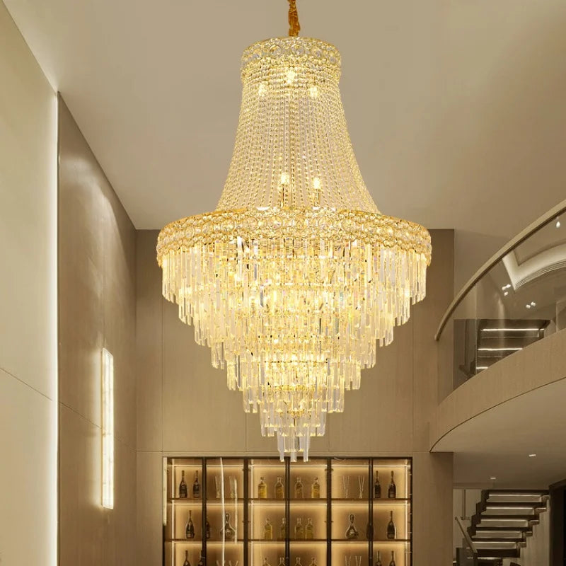 lustre cristal doré classique encastrée ampoules E14 led moderne salon hall
