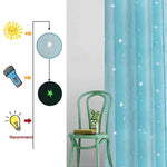 rideau étoiles bleu rose violet moderne translucide chambre enfants salon obscurité brillant anneaux métalliques