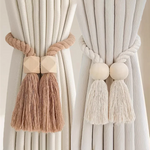 boucles rideau bois franges beige moderne bohème décoratives salle bain chambre