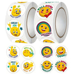 sticker autocollant smiley expression positive très bien travail bien fait amusant bricolage decoration rouleau
