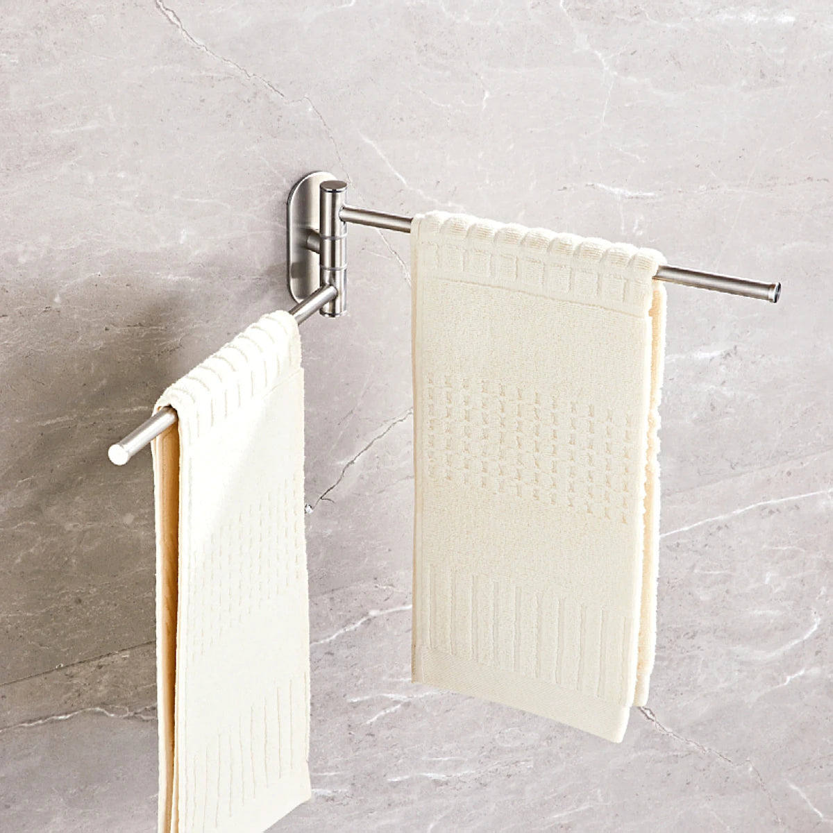 porte serviettes mural acier inoxydable argenté rides verticales moderne salle bain vis fixe