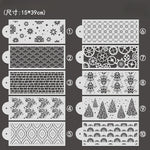 gabarits décoration gâteau blanc motifs géométriques modernes adhésifs reutilisables fondant icing cake decorating stencils