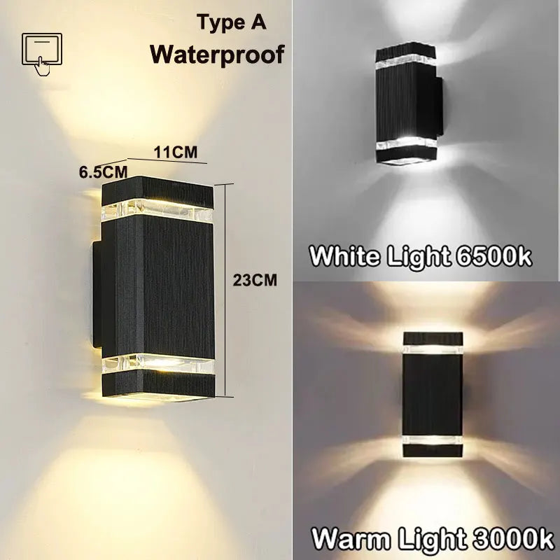 lampe murale extérieure moderne noire rayures horizontales ip65 e27 vis fixations 2000 82000lm