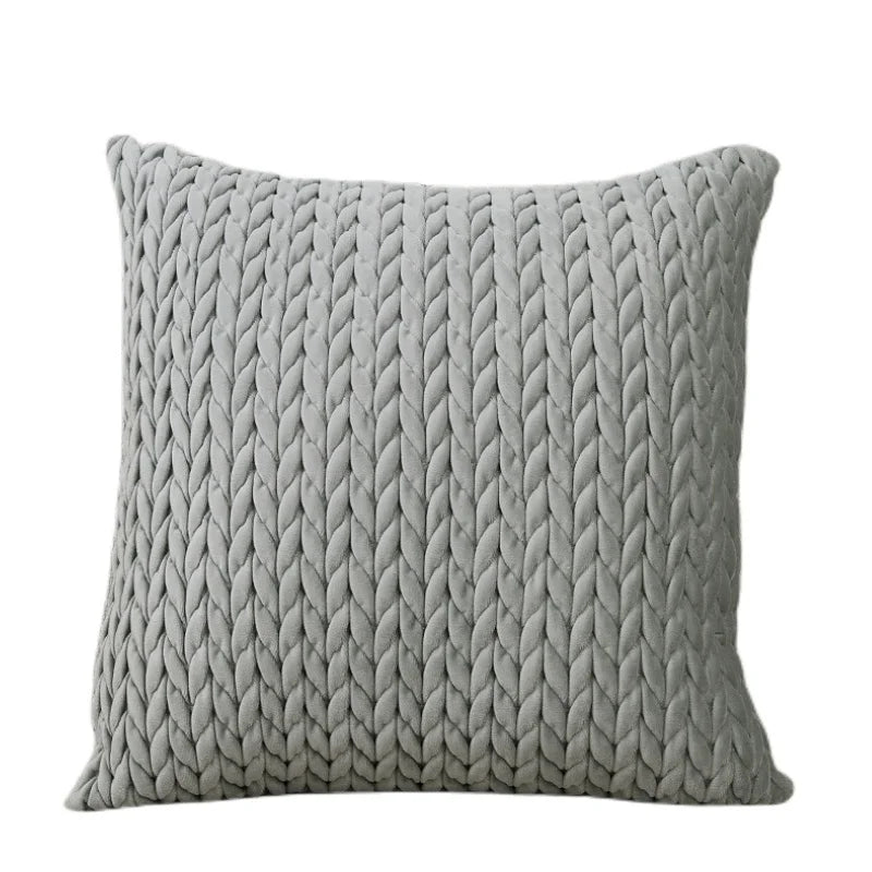 taies d'oreillers carrées polyester coton motif tissé relief modernes vert foncé gris rose pastel