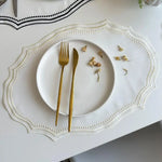 nappes set table brodées coton couleur blanc beige bleu marron rustique vintage bohème