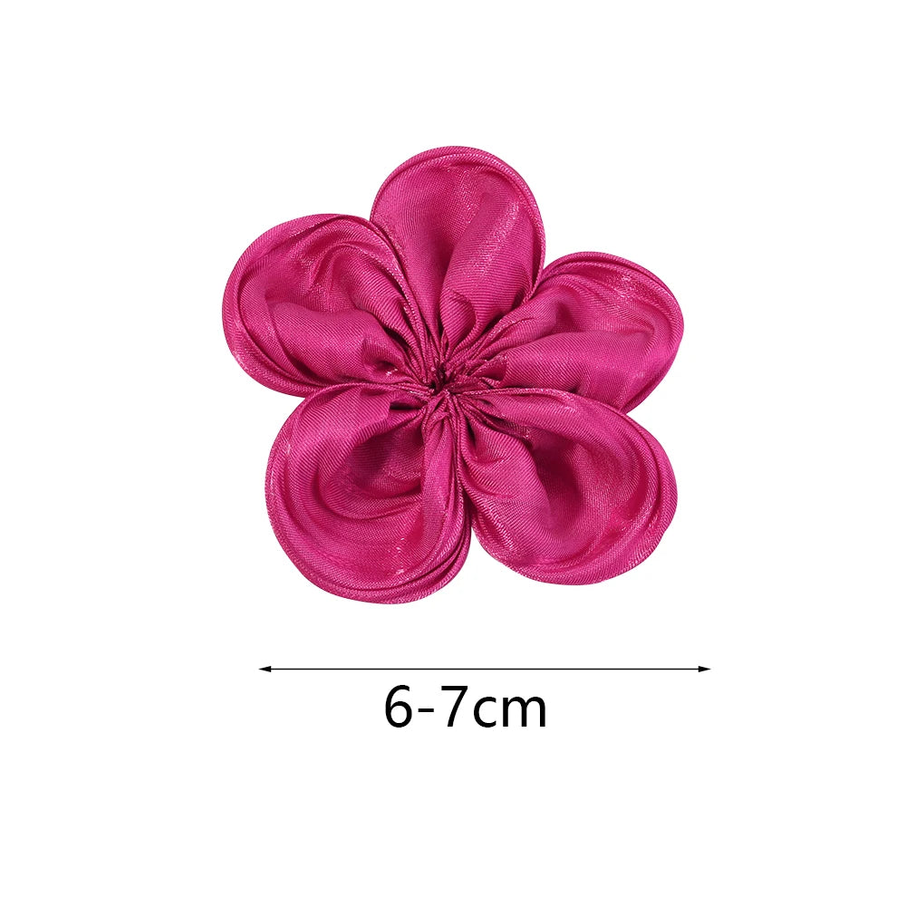 fleurs artificielles tissu satinées rose beige gris orange bleu jaune clips cheveux décoration bricolage