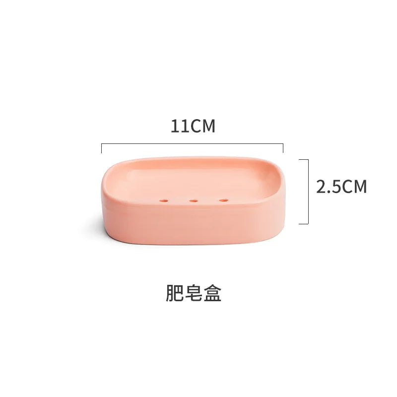 ensemble accessoires salle bain porcelaine moderne distributeur savon gobelet porte brosse dents