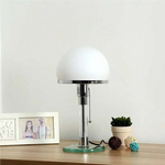 lampe table moderne blanc chrome vert translucide semi transparent interrupteur levier