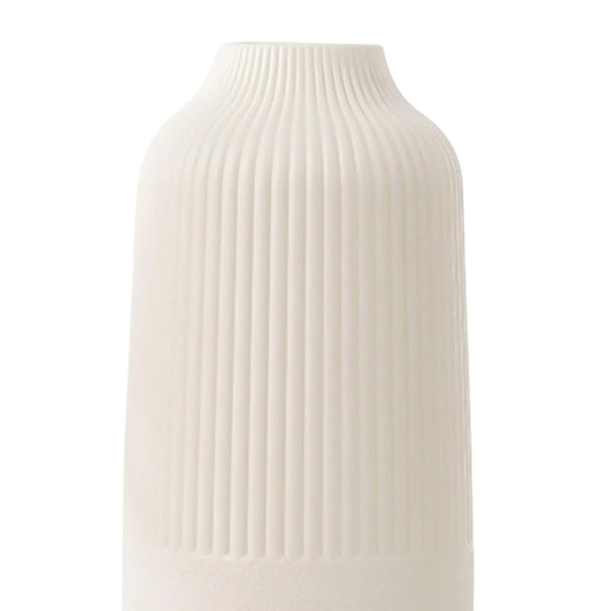 vase moderne minimaliste plastique blanc crème rainures verticales décoration table chambre coucher