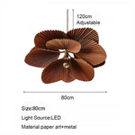suspension lumineuse feuilles plissées marron moderne ampoules led pince suspension encastrée lumière chaude lumière