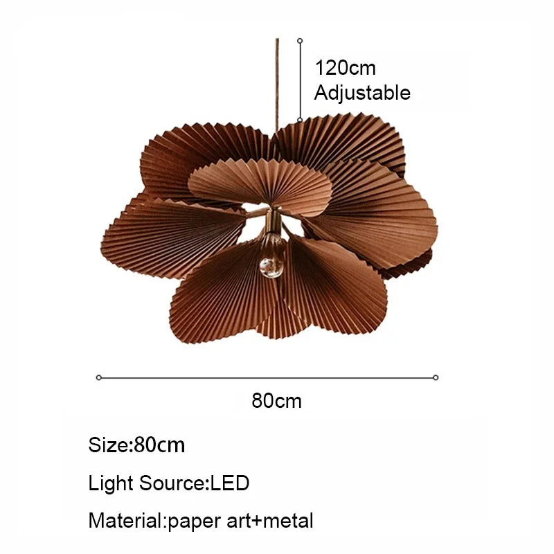 suspension lumineuse feuilles plissées marron moderne ampoules led pince suspension encastrée lumière chaude lumière