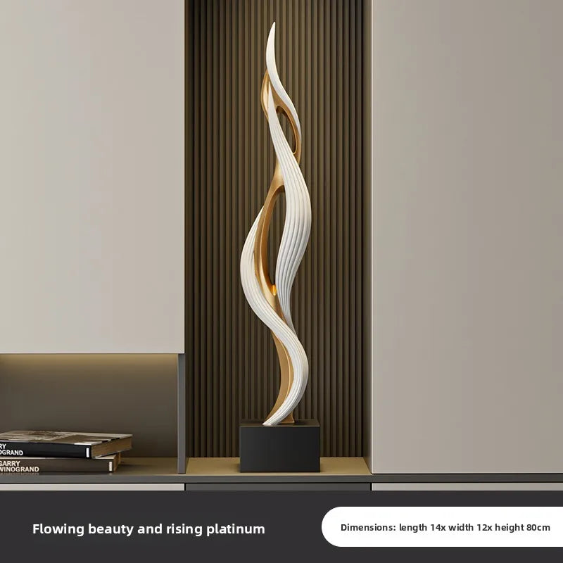 décoration moderne sculpture or noir abstraite contemporaine maison living room led éclairage