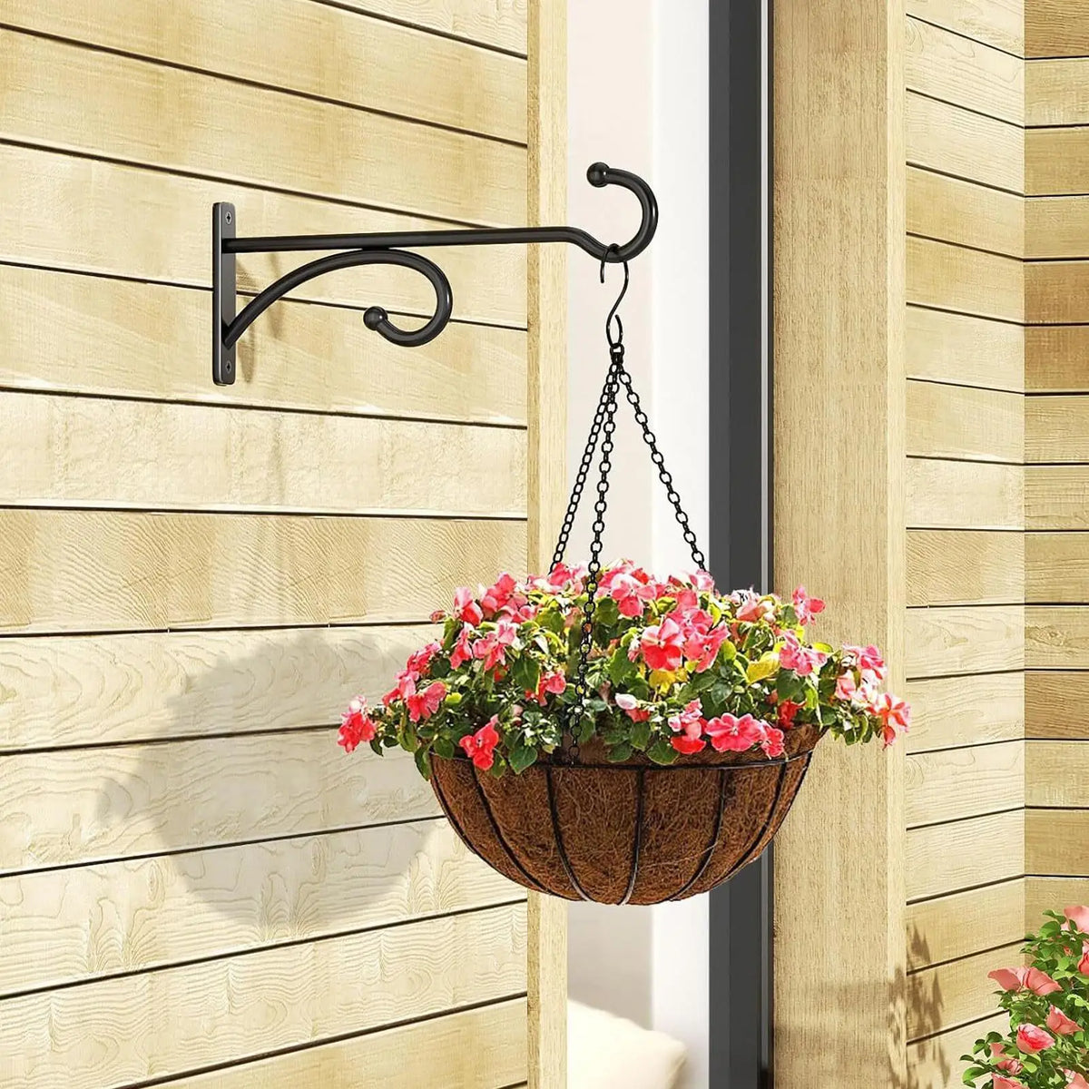 supports muraux plantes suspendues extérieur métal noir vert rose blanc décoratif jardin