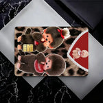 autocollants cartes visite illustration animée monchhichi coeurs géométriques réutilisables étanches single piece package
