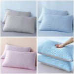 housse coussin moderne motif géométrique gris bleu clair rose pâle non toxique imperméable anti