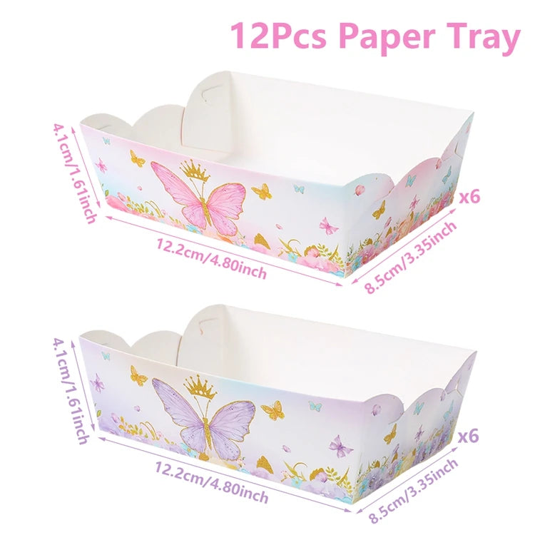 boîtes pop corn décoratives papillons rose violet doré fête anniversaire mariage baptême fille