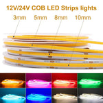 Bande LED COB 12V 24V installée sous un meuble pour éclairage décoratif