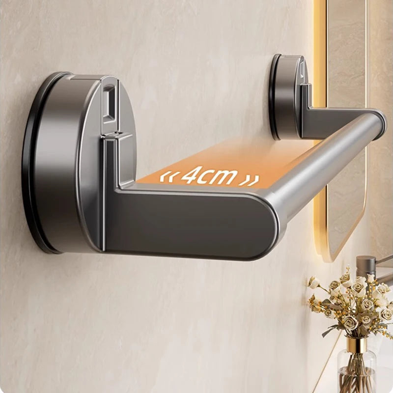 porte serviettes mural sans perçage ventouse aluminium moderne salle bain gris lisse