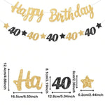 guirlande fête anniversaire or noir lettres étoiles élégante tringle fixée enfants festives