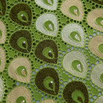 tissu dentelle brodée plumes vert marron beige jaune violet orange traditionnelle translucent 5yards