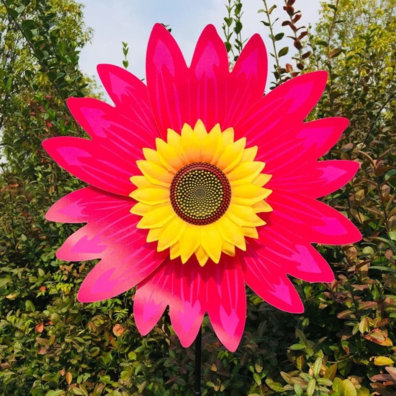 décoration jardin éolienne fleur couleurs vert rouge jaune bleu violet moderneextérieur fixe tringle