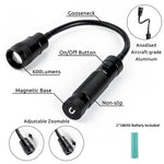 lampe torche flexible led super brillante base magnétique zoomable barbecue lecture travail