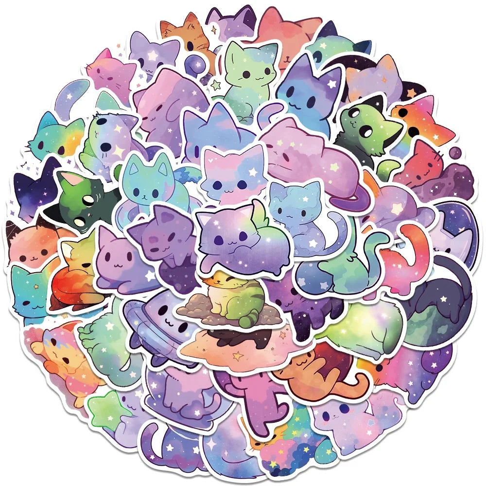 stickers multicolores étoiles galaxie dessin animé mignon adhésifs waterproof bagages téléphone enfants jouets
