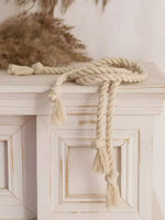 corde décorative rideau tieback blanc tissé rustique 80cm boucles pomponsextérieur