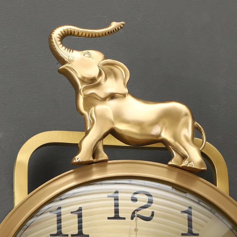 horloge murale moderne or floral asiatique décoration éléphant aiguille métal verre