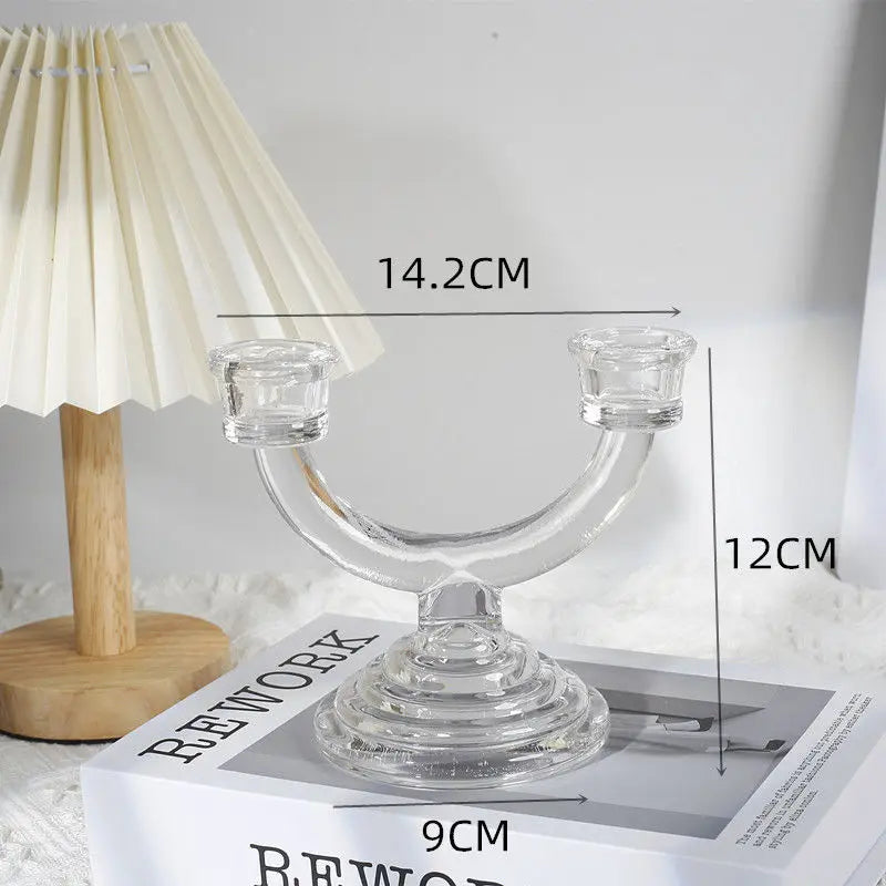 bougeoir verre classique transparent gravé décoration maison bougie aromathérapie ornement table