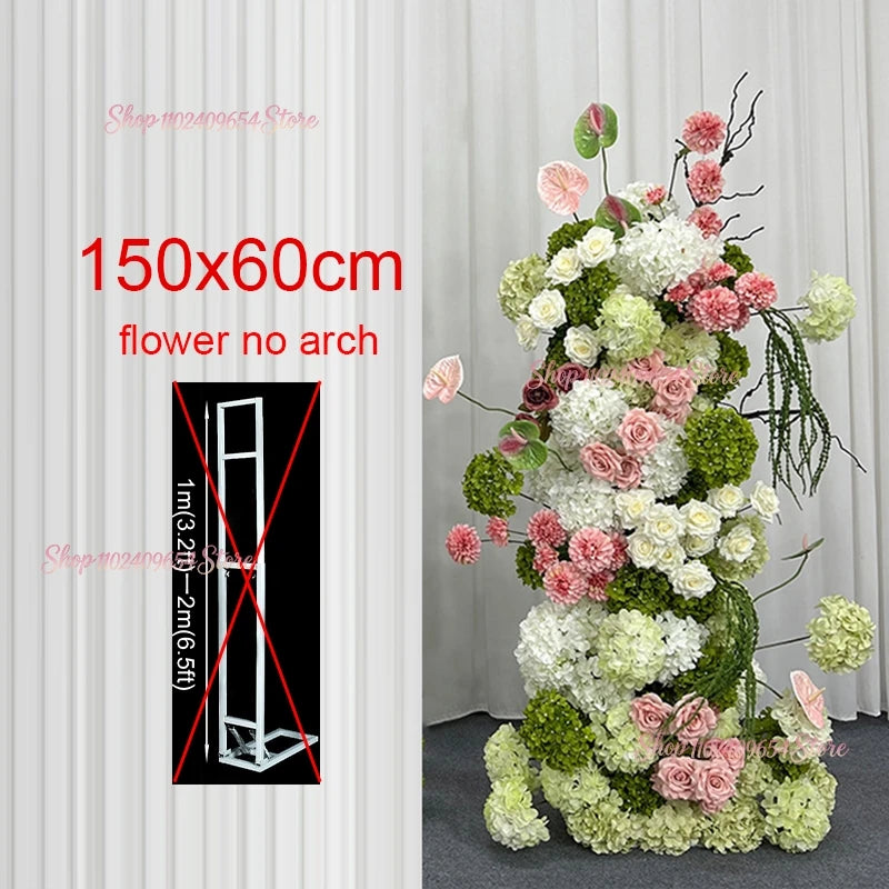 Architectures décoration florales artificielles blanches roses vertes romantiques occasionnelleextérieur mariage anniversaire