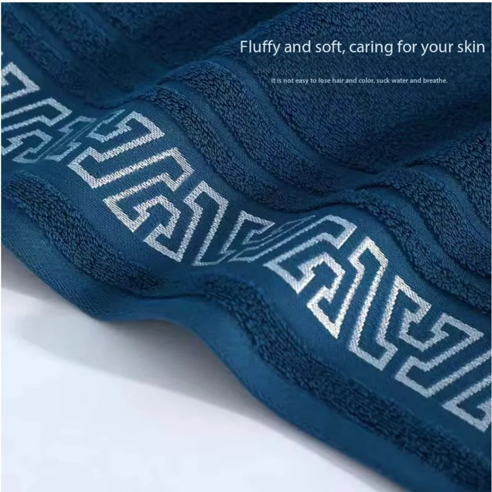 serviette bain absorbante rapide serviettes polyester coton texture éponge douce motif graphique moderne bleu
