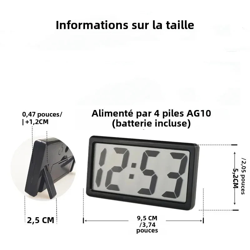 horloge numérique moderne minimaliste blanc noir affichage led piles ag10 incluses