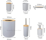 ensemble salle bain bambou distributeur savon porte brosse dents porte savon tasse noir