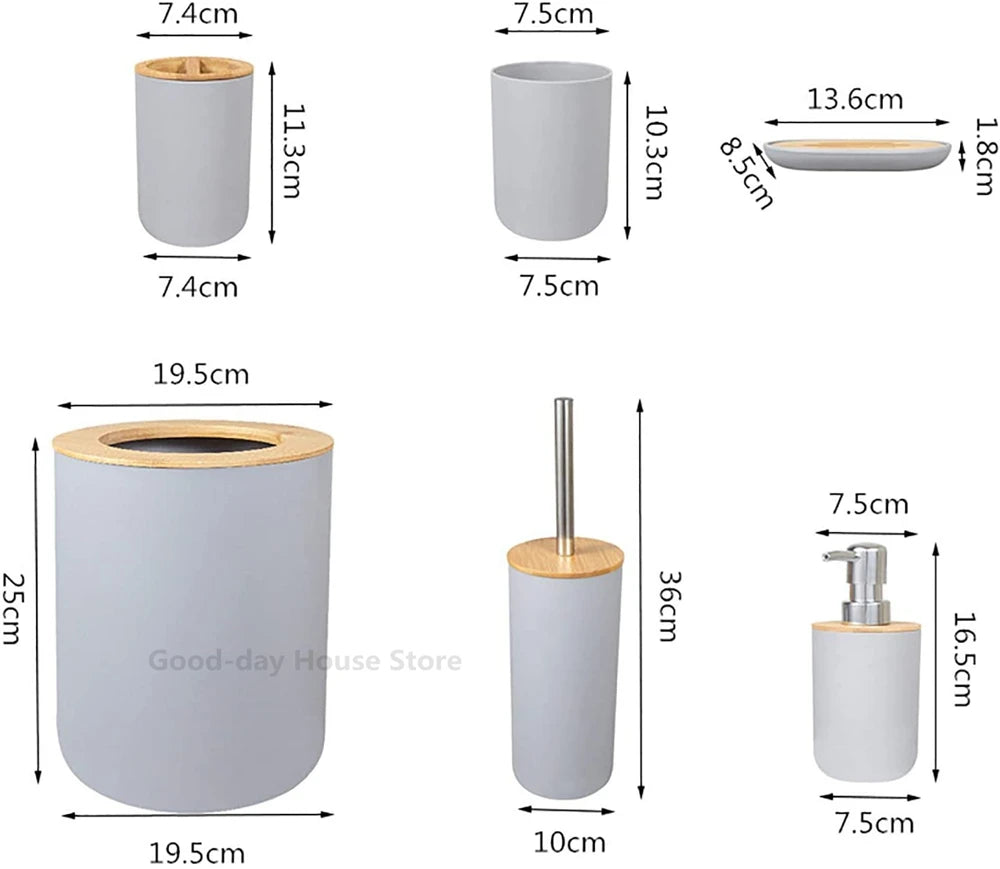 ensemble salle bain bambou distributeur savon porte brosse dents porte savon tasse noir
