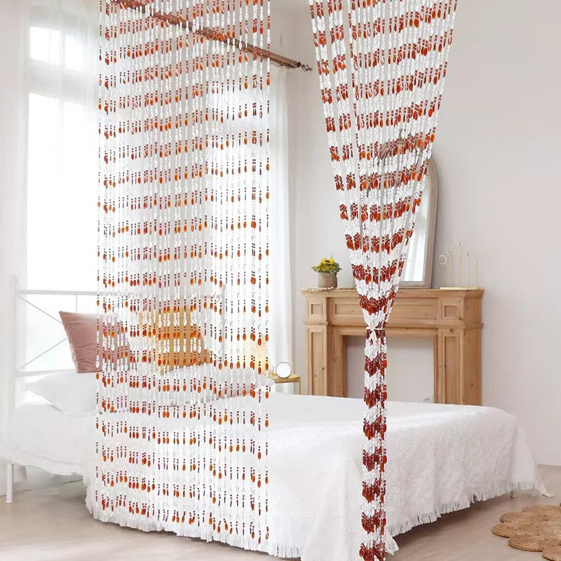 rideau marron blanc moderne hauteur 200cm largeur 100cm transparent opaques alternés