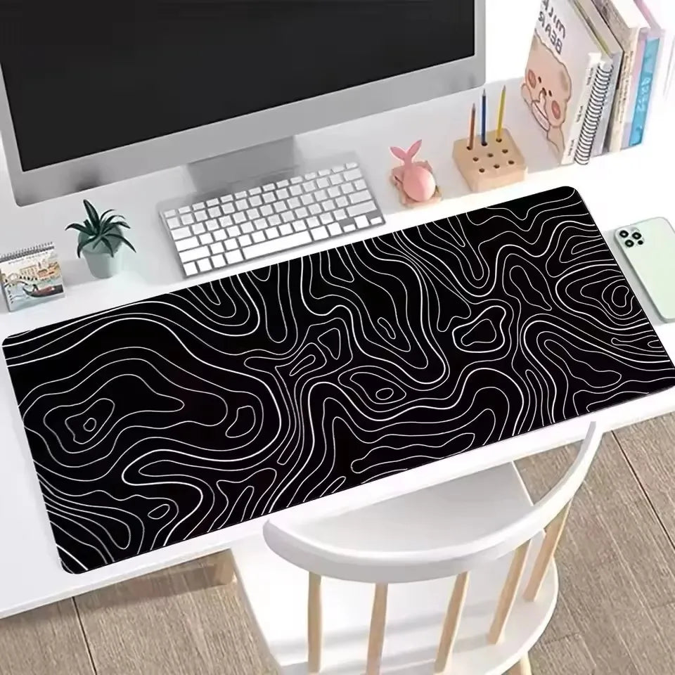 tapis souris noir blanc lignes abstrait moderne antidérapant grande taille gaming