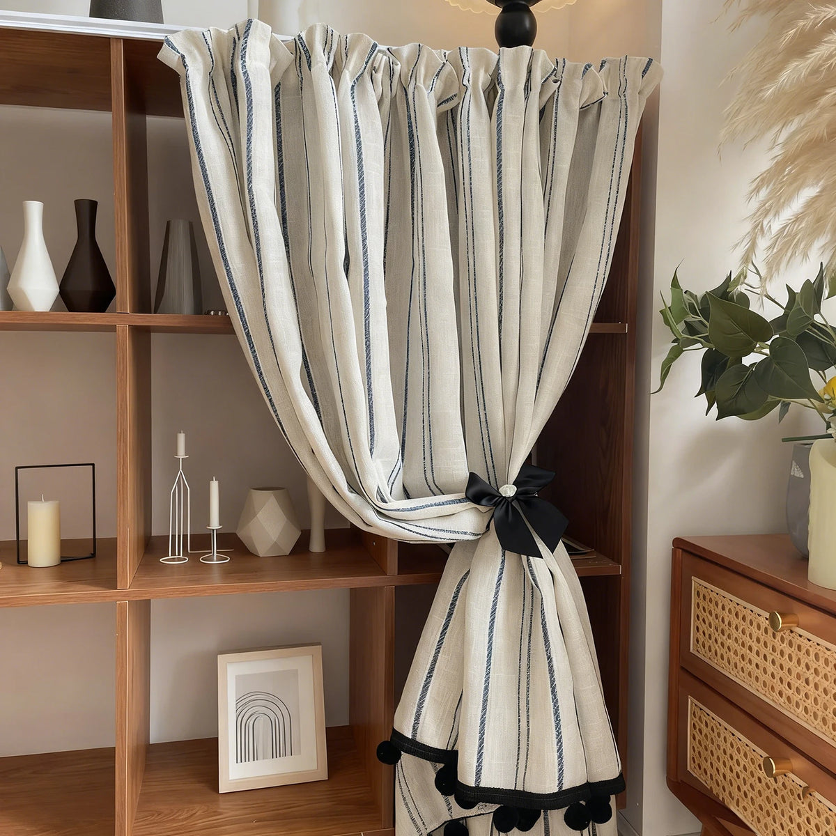 rideau polyester rayé horizontal classique opacité fenêtre maison