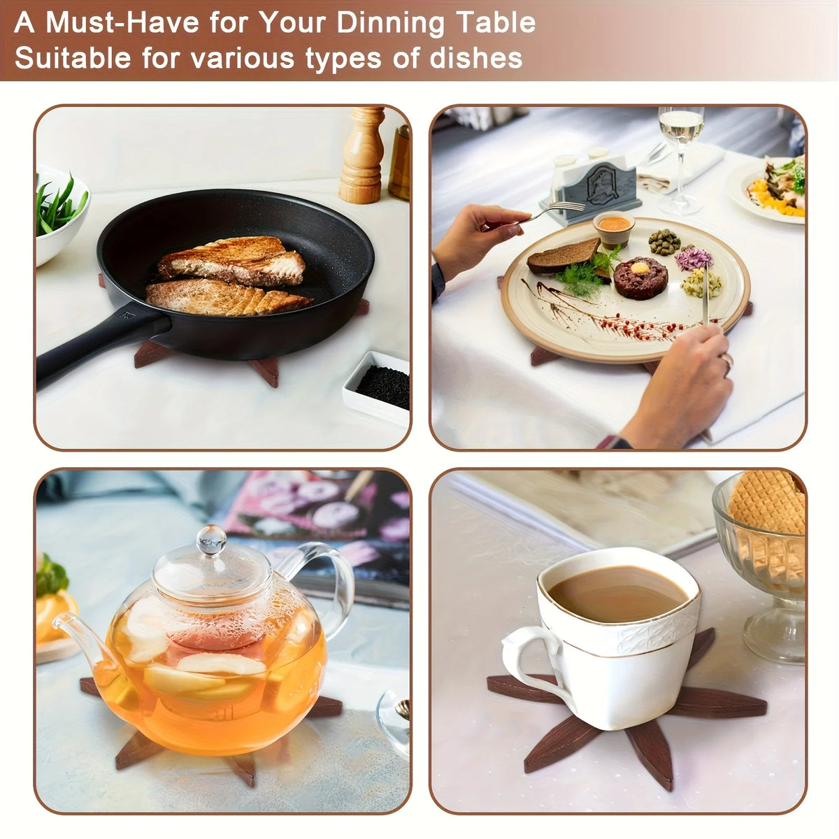 coasters bois marron moderne arbres étoile anti brûlure respectueux environnement decoration table