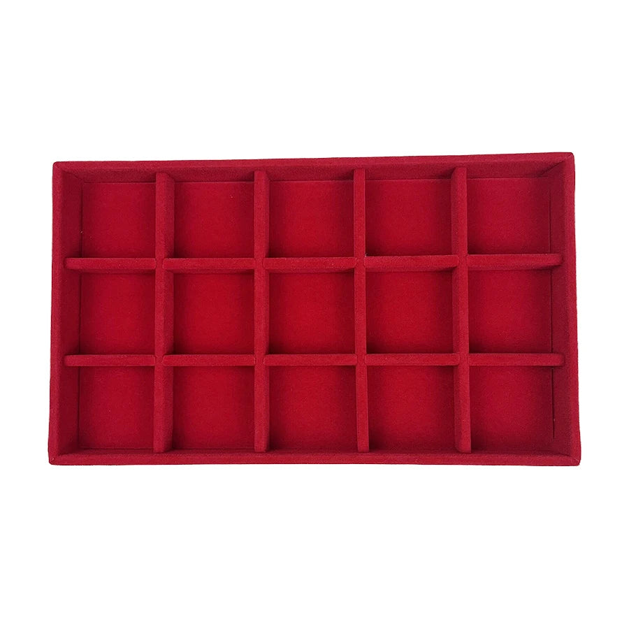 boîte bijoux velours rouge moderne plateau 21cm colliers boucles doreilles bracelet doré lunettes