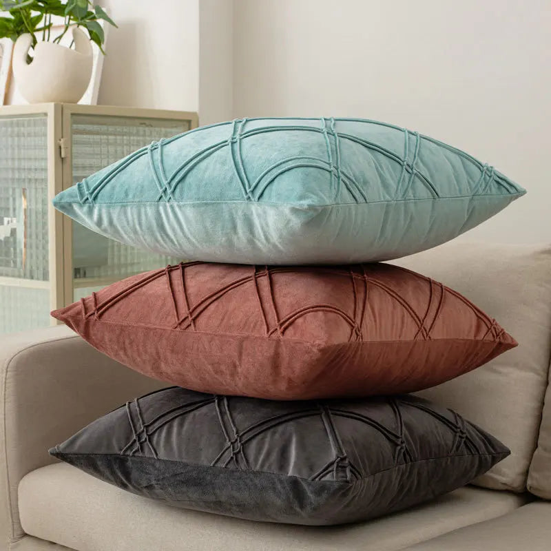 coussin décoratif velours rose moderne amovible lavable 45x45cm américain coussin carré motifs géométriques
