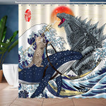 rideau douche imperméable motif chat géant vague artistique salle bain enfant
