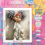 toile peinte fille ours fleurs motifs géométriques art contemporain kit débutants adultes crafts